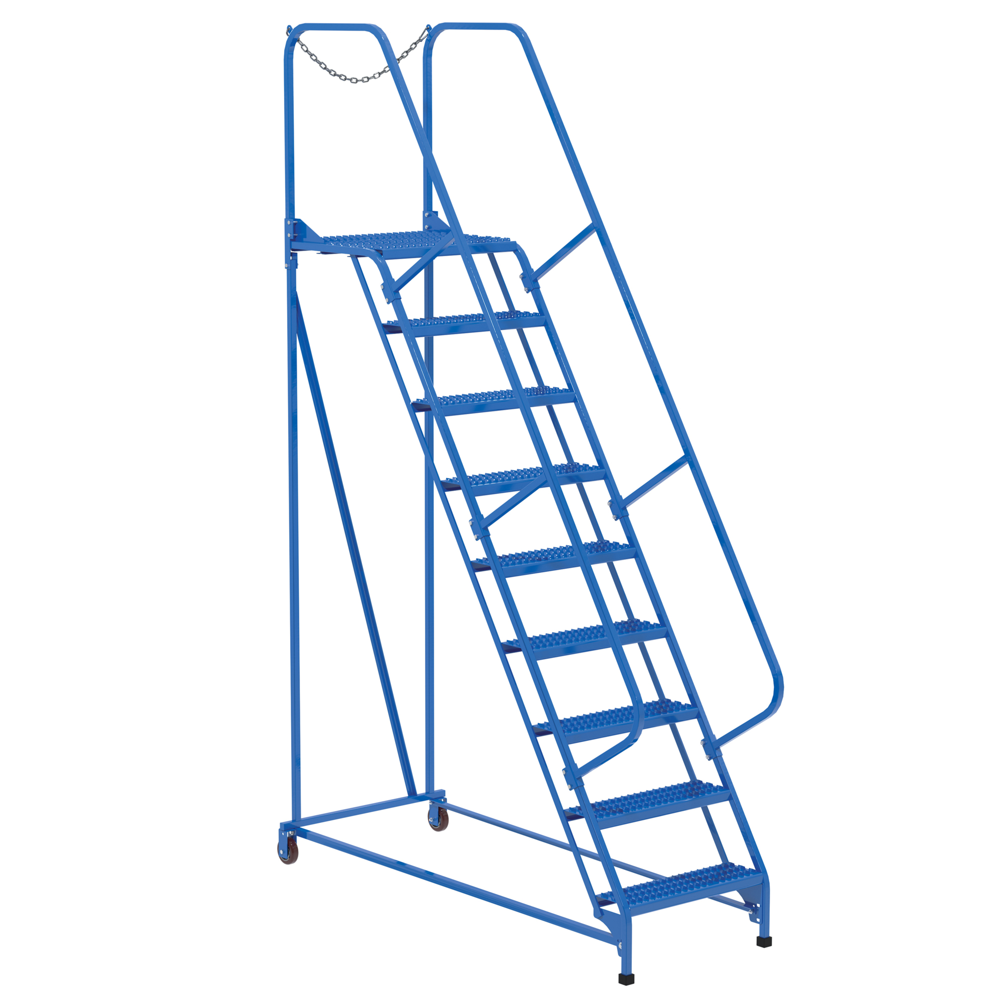 Vestil Steel Maintenance Ladder — 9 Steps, 58-Degree Angle, 24in. Step Width, 350-Lb. Capacity, Blue, Model# LAD-MM-9-G